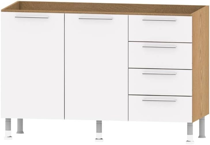 Balcão de Cozinha Ditália Aspen 2 pt 4 gavetas Cv/br Cd-104