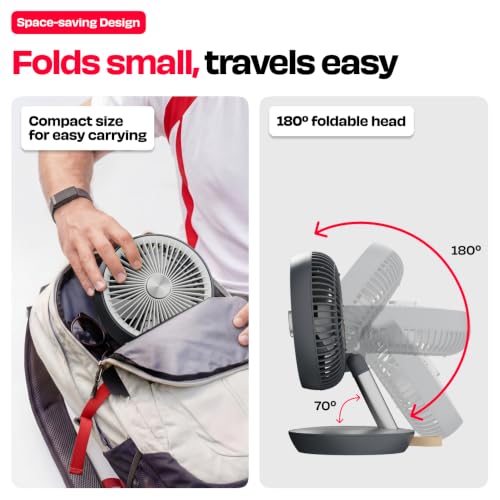 NUUK Folde V2 7-Inch Rechargeable Travel Fan Serene Grey (v2) - Image 6