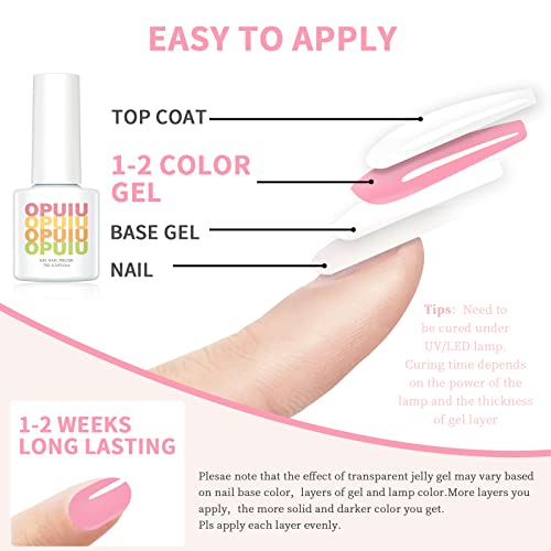 Opuiu Jelly Nude Neutral Gel Nail Polish Set, 10 Pcs Sheer Transparent Gel Polish Kit Natural Clear Beige Soft Light Pink Pale Peach Translucent Amber Brown Colors For Manicure, Soak Off Uv Nail Vanish Gel Salon Quality Home Diy Nail Art Design Gifts For Girls. #TOP6