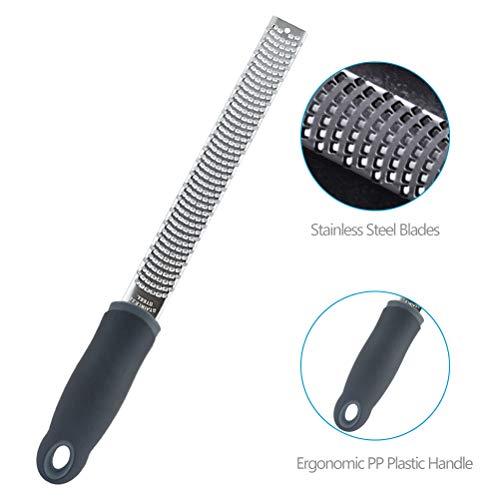 Pack of 3 Kitchen Graters, Stainless Steel Lemon Zester, Cheese Grater and Shredder, Non-Slip Ergonomic Handle, Kitchen Tool for Grating Chocolate, Ginger, Citrus, Lime Nutmeg and Many More (BLACK)