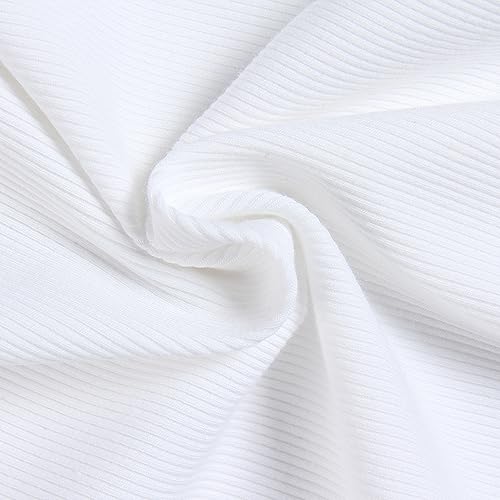 Roselux Women'S Summer Scoop Neck Short Sleeve T-Shirts Ribbed Knit Slim Fitted Casual Basic Top White S thumb #3