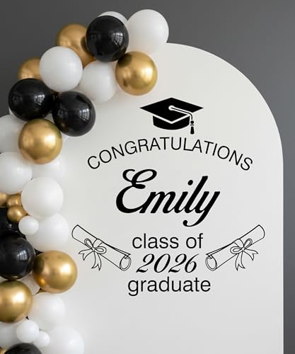 Personalized Graduation 2026 Backdrop Decal Custom Vinyl Lettering (Any Color Any Size) Congrats Grad Stickers for Backdrop Arch Event Wall Photo Booth Durable Waterproof Made in USA