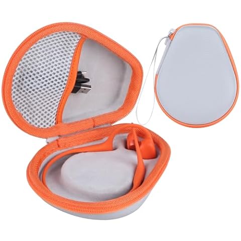 RIYADAone Twarde etui kompatybilne ze słuchawkami sportowymi SHOKZ OpenRun Pro 2 / Pro 2 Mini / OpenRun / OpenSwim / OpenMove Bone Conduction (szary + pomarańczowy)