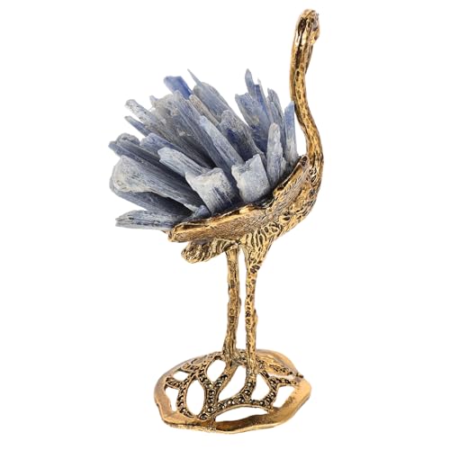 BESTYASH Figura de Flamenco de Cianita Natural Dorada Estatua Pequeña para Decoración Artística de Escritorio y Centro de Mesa Adorno Mineral para Hogar Oficina y Exhibición en