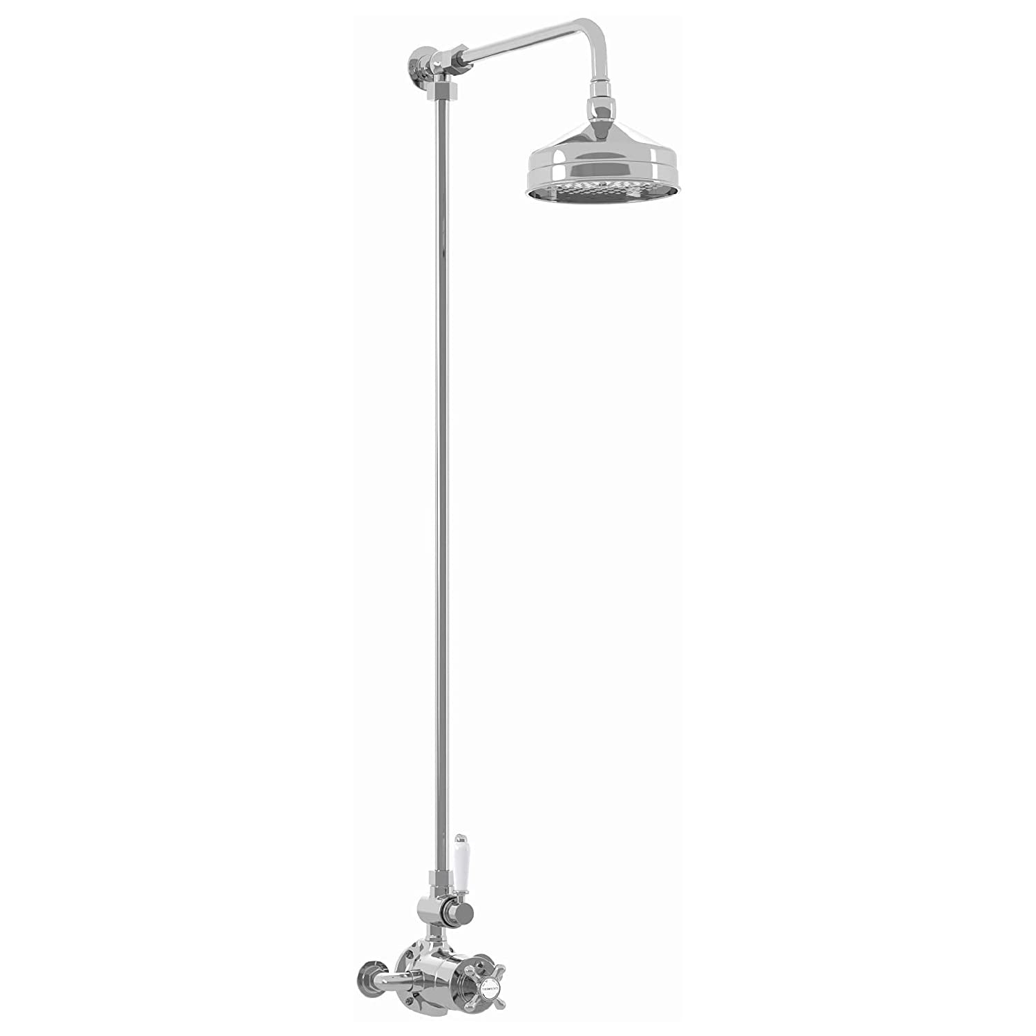 ENKI Downton SH0528 Traditional Shower Set with Twin Thermostatic Valve, White & Chrome Tap Attachment