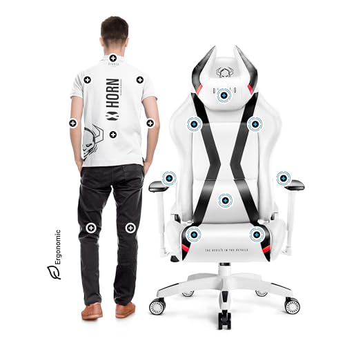 X-Horn 2.0 Sedia da Gaming Gamer Poltrona da Ufficio Scrivania Girevole Braccioli 3D Design Ergonomico Supporto Lombare Meccanismo di Inclinazione Bianco Normal (L) - Sedia gaming - Immagine 8