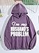 C2BBLZUV I'm My Husband's Problem Hoodies Funny Wife Saying Vintage Hooded Sweatshirt Funny Wife Hooded Shirt Violet-e M
