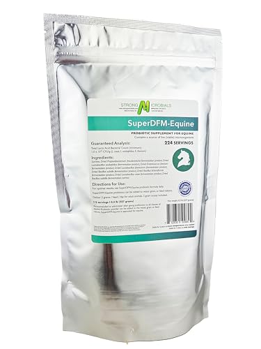 STRONG MICROBIALS SuperDFM Equine Probiotics for Horses - All-Natural Horse Supplements to Support Gut Health & Nutrient Absorption - 1 lb (454 g) Approx. 224 Servings