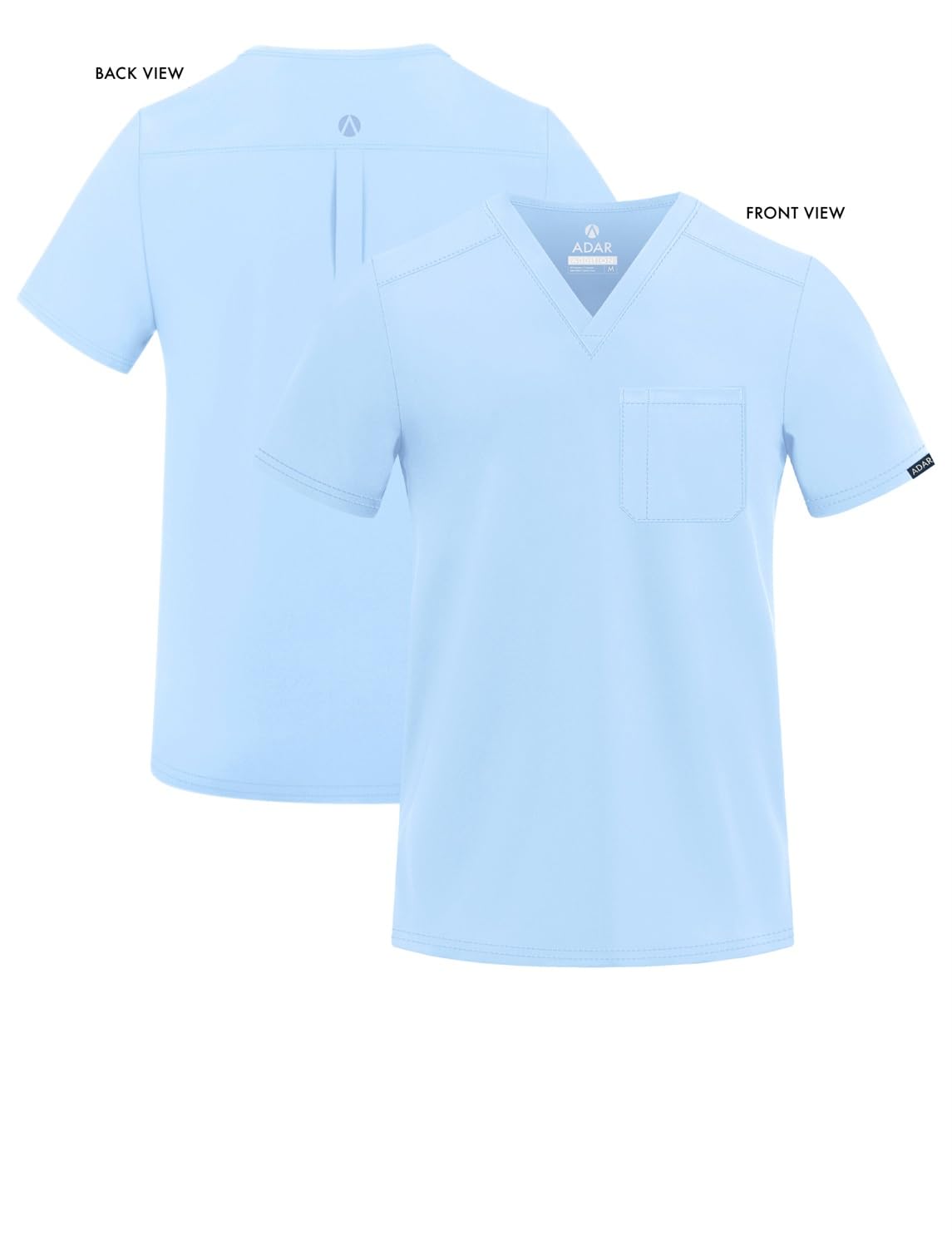 Adar Addition Scrubs dla mężczyzn - klasyczny top z dekoltem w serek, Błękitny, M