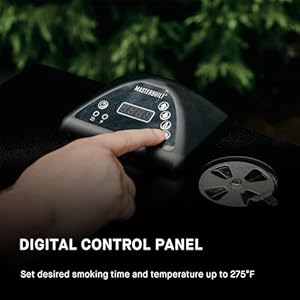 Masterbuilt® 30-inch Digital Electric Vertical BBQ Smoker with Side Wood Chip Loader, Chrome Racks and 710 Cooking Square Inches in Black, Model MB20071117 Masterbuilt 30 inch Digital Electric Vertical BBQ Smoker with Side Wood Chip Loader Chrome Racks and 710 Cooking Square Inches in Black Model MB20071117