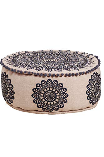 Runder Pouf Sitzpouf aus Baumwolle Aziza Schwarz ø 50cm Rund Mit Füllung | Sitzkissen Bodenkissen Kissen Orientalisch… – Bild 3