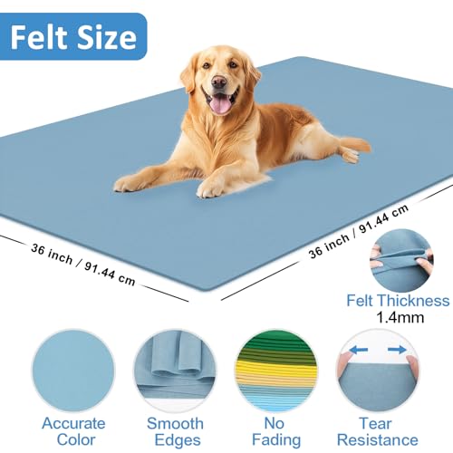Image of XSEINO Dusty Blue Large Felt Fabric 36 inch X 36 inch(1 Square Yard), 1.4 mm Thick Soft Felt Fabric Sheet for Crafts, Blue Series Colors Soft Nonwoven Fabric, Fit for Decoration, Sewing, DIY Crafts