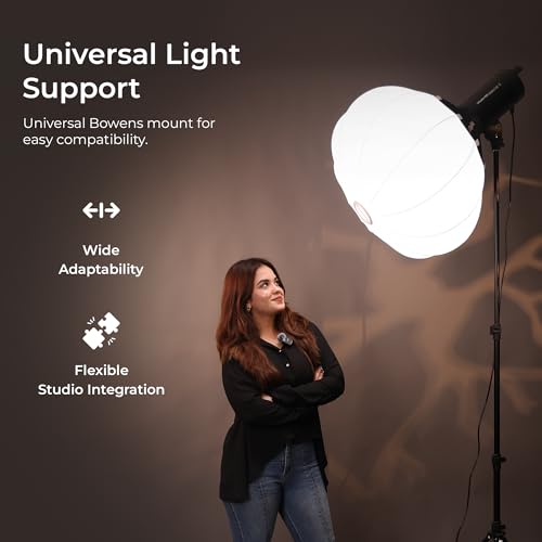 Image of Digitek (DLSF 65) Rounded 65cm Lantern Softbox with Bowens Mount, 270 Omni-Directional, Light Quick Setup, Click Lock Design, Optional Skirts Fabric and Metal Build