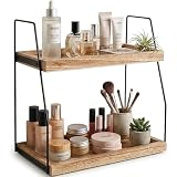 STOUCLA Organizador de café, almacenamiento de cocina, estantería de madera para encimera, accesorios de barra de café, estante de especias de pie de 2 niveles, organizador de cocina, para cocina