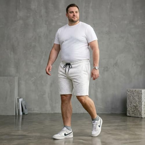 Image of Khakey The Men's Cotton Short for Men | Knee Length Plus Size Shorts for Men | Mens Regular Fit Cotton Lounge & Casual Short's | Soft Fabric (XXL, 3XL, 4XL, 5XL, 6XL, 7XL, 8XL)