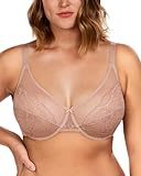 HSIA Minimizer Bras for Women Enchante Full Coverage Underwire Bras Plus Size Lifting Floral Lace Bra for Heavy Breast Dark Pink