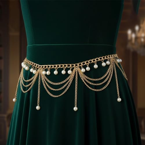 ELABEST Gold Waist Chain Layered Tassel Metal belly chain belt for women Fashion Costume Outfit Accessories4