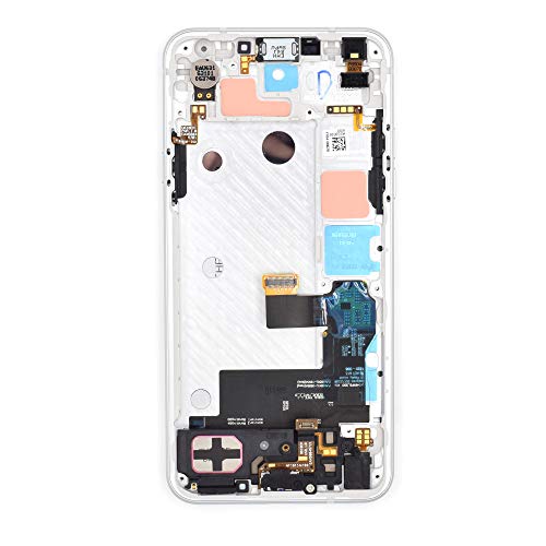 Image of LCD Digitizer Assembly with Front Housing and Flex Cable for USB Charger Port Headphone Jack Speaker Power Button Volume earpiece Motor Front Camera Compatible with LG Q7 Q7+ Q610 Q610EM(Silver)
