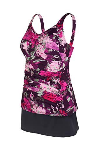 JINXUEER Plus Size Swimwear Floral Tankini Set Ruched Modest Two Piece Skirt Swimsuit for Women2