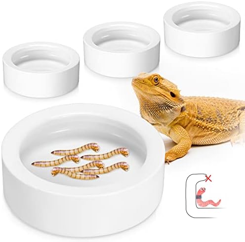 Meanplan 4 Pcs Reptile Bowl Food Dish 2.71 Inch Reptile Water Foo...