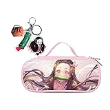 Demon Slayer Pencil Case with Keychin, Kawaii Anime Kimetsu no Yaiba Nezuko Pencil Case Cute Canvas...