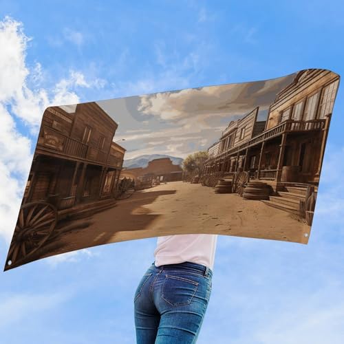 Drapeau de ville de cowboy durable en polyester de qualité avec 4 œillets - 7