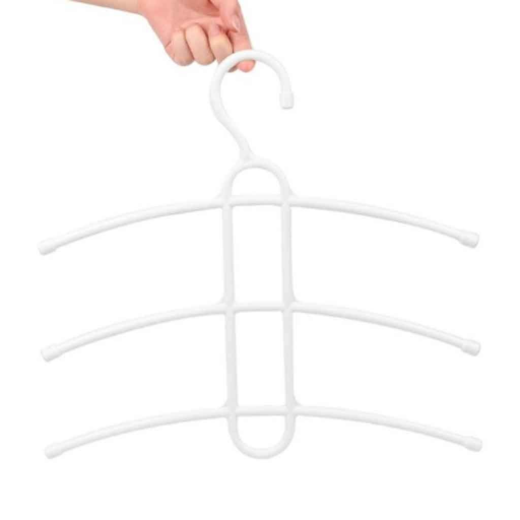 MOBYGKFY Plastic Fishbone 3 Layer Multifunctional Clothes Hanger Wardrobe Clothes Hanger Anti-skid Plastic Clothes Rack(White-style)