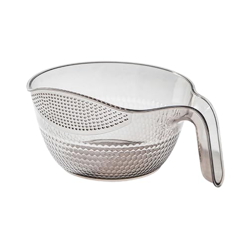 米洗いザル クリア ? ハンドル付き多目的ストレーナー 野菜洗い桶 パスタ用 水切りかご PP製細目メッシュ (グレー)