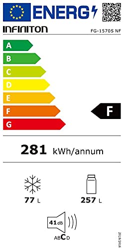 FRIGORIFICO-INFINITON-FG-1570SNF-INOX-AF-NO-FROST-344-Litros-Alto-170-cm-Luz-interior-LED-3-Balcones-Termostato-Regulable-Cajon-Verdulero