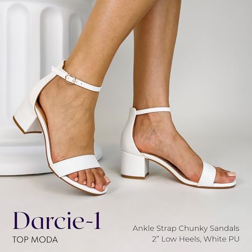 Image of TOP Moda Darcie-1 Ankle Strap Dressy High Heel Sandal, Non-slip Sole, For Wedding, Party, Prom, Evening Wear, or Any Occasion, Sleek Style Block Heel Sandals