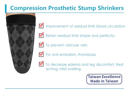 Image of Prosthetic Stump Shrinkers-Above Knee, 35cm, Compression, 20-30, Amputee Socks, Tartan Pattern, Taiwan Excellence