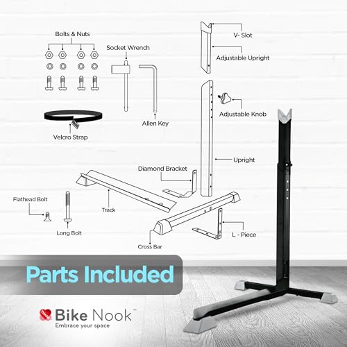 Image of Bike Nook Bike Stand & Vertical Storage Rack - The Original Vertical Bicycle Floor Stand for Garage Storage, Indoor and Outdoor - Perfect Bike Accessories for Small Spaces with No Drilling