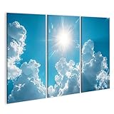 islandburner Prime Bild auf Leinwand Sonniger Himmel mit strahlenden Wolken für Wohnzimmer Naturliebhaber Pflanzenladen Bilder Wandbilder Poster