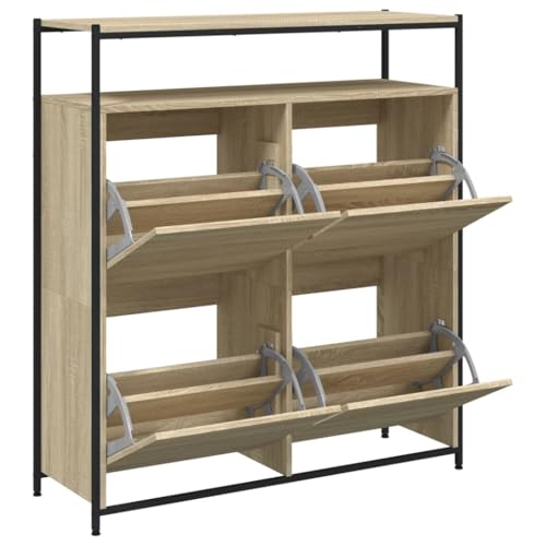 Meuble chaussures fin gain de place avec 4 abattants design bois et solide