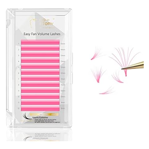 Pink Color Eyelash Extensions Easy Fan Volume Russian Lashes Self Fanning Cluster 2D 3D 4D-20D Soft Natural Light Auto Fans False Lashes Rapid Blooming Lash Extension(Thickness 0.07mm D Curl MIX) Cover