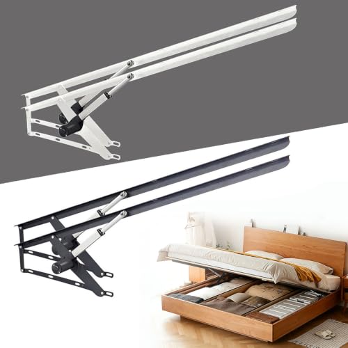 QINPI Mecanismo Elevador Eléctrico para Cama con Mando A Distancia, Par De Soportes De Acero 6000 N para Canapé Abatible, Tragaluces Y Trampillas, Negro/Blanco, 0,8/1,1/1,5 M White 1.5m