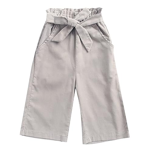 Toddler Girls Corduroy Pants Bowknot Wide Leg Trousers Kids Loose Fit Solid Color Bottoms Clothes