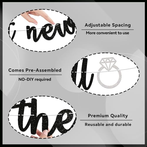 Image of A Hot New Bombshell Enters the Villa Banner - Bachelorette Party Decorations Black Glitter