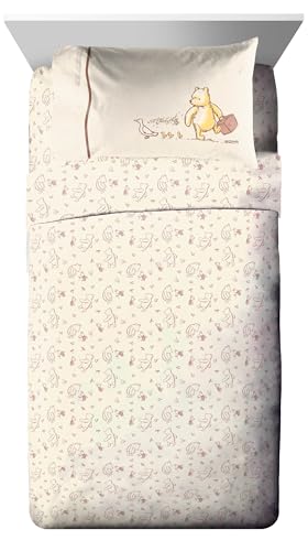 Image of Jay Franco Kids Bed Set, Beige, Winnie The Pooh, 5 Piece Twin | Cozy Soft Bedding for Stylish Room Decor with Comforter, Sheets & Pillow Covers