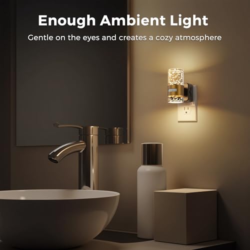 Image of L LOHAS LED Motion Sensor Night Light,Dimmable Night Lights Plug into Wall | 3000K Night-Lights with 0-100 LM Adjustable, Acrylic Bubble Plug in Nightlight for Bathroom Hallway Nursery
