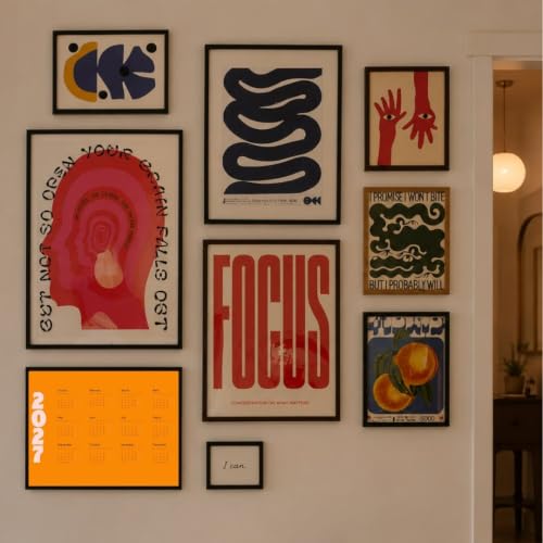 Image of 9 Piece Abstract Aesthetic Poster Set | 300 GSM Multi-Sized Wall Posters with Adhesive Tape | Modern Art Prints for Bedroom, Room Decor, Home Decor, Living Room & Wall Art & Aesthetic Wall Decor