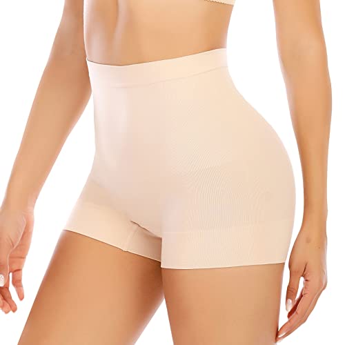 Image of Werena Seamless Shaping Boyshorts Panties for Women Slip Shorts Under Dress Shapewear Shorts Tummy Control Underwear(A2# Beige (low Shaping), 7X-Large)