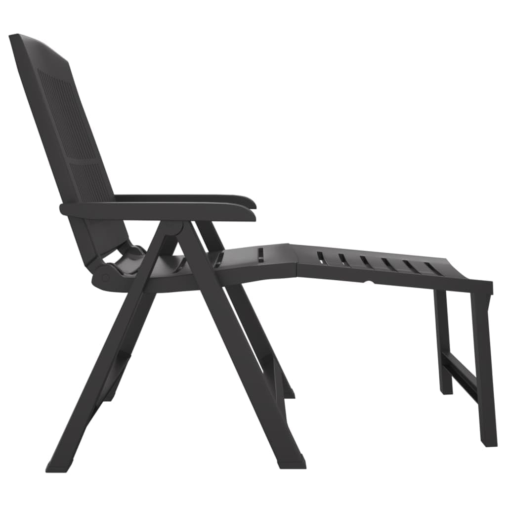 vidaXL Sonnenliege, Gartenliege Klappbar, Relaxliege Verstellbare Rückenlehne, Gartenmöbel Strandliege Liegestuhl, Anthrazit Kunststoff