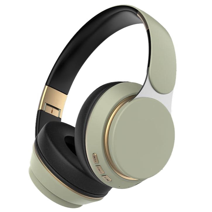 FG07 Over Ear Premium Headphones, Upto 50* Hr Playtime, Fast Charging, in-Built ENC Mic, 40mm Titanium Bass Drivers, Super Soft Cushion, AUX in, Foldable Design, Wireless Bluetooth (Green)
