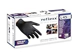 Reflexx L45/M Schwarze Puderfreie Latexhandschuhe g. 6.2 (M)