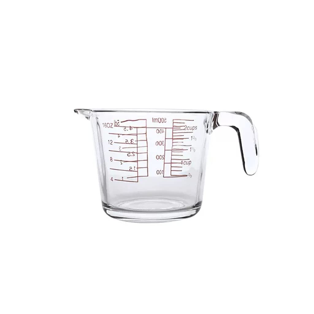 Taza medidora de Vidrio con Escala Grado alimenticio para el hogar Resistente a Altas temperaturas Ml Taza de Agua para medir Huevo batido Hornear Duradero (Tamaño : 1000ml) (500ml)