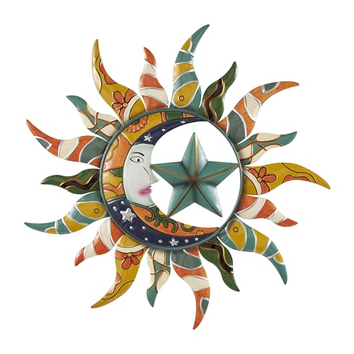 Deco 79 Metal Sun and Moon Home Wall Decor Indoor