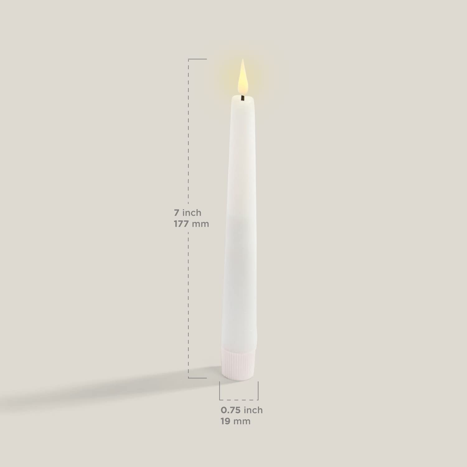 LampLust 7 Inch Flameless Taper Candles Realistic 3D Flame