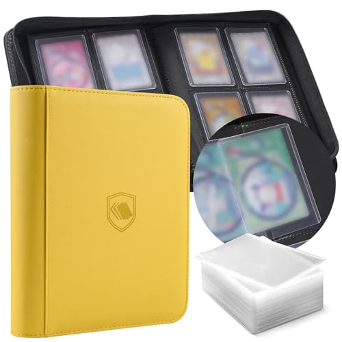 Image of Top Loader Binder 4 Pocket, Holds 160 Toploaders, 100 Toploaders INCLUDED | Toploader Binder for 3 inch x 4 inch Rigid Toploaders, Trading Card Binder for TCG, MTG, Sport Cards, PU Leather Cover, Side Loading