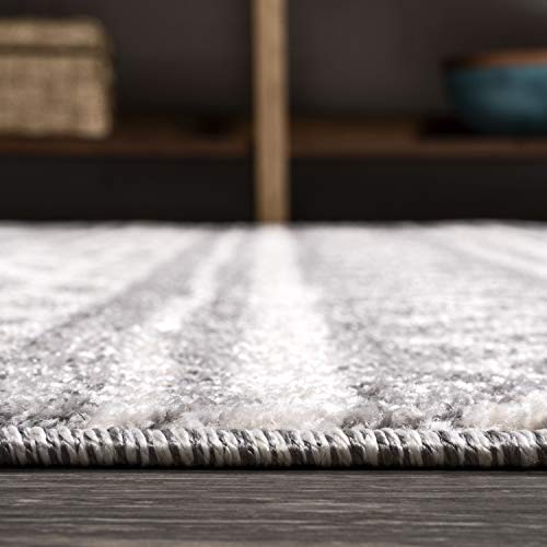 Image of JONATHAN Y Imlil Tribal Stripe Light Gray /Cream Runner Rug, 2x10, Geometric, Bohemian, Casual, Easy-Cleaning for Living Room, Bedroom, Kitchen, Pet Friendly, Non-Shedding (MOH303A-210)